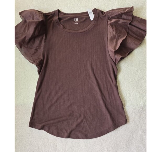 ✨Mini Rib Ruffle Sleeve T-Shirt - New✨ - Picture 3 of 3